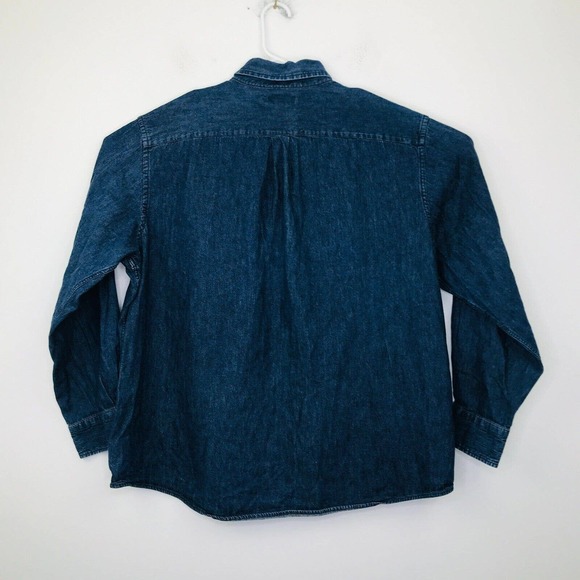 Lands End Men's XXL Shirt Blue Denim Long Sleeve Pocket Front Button Up DB6 - Picture 5 of 5
